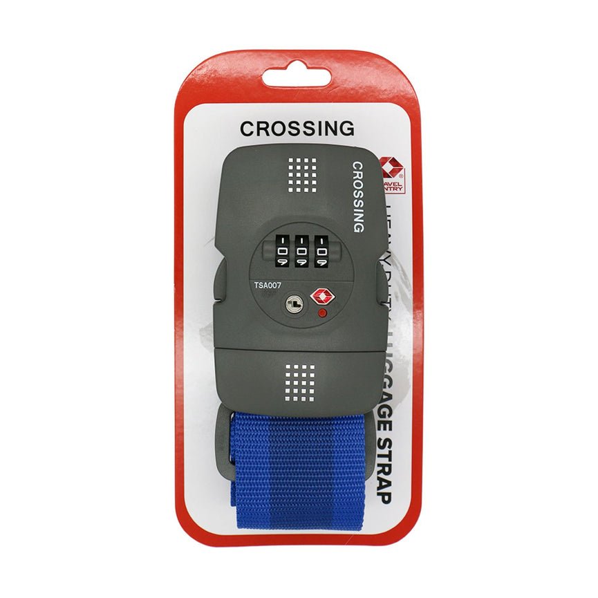 Crossing Luggage Strap With 3 Dial TSA Lock - Blue